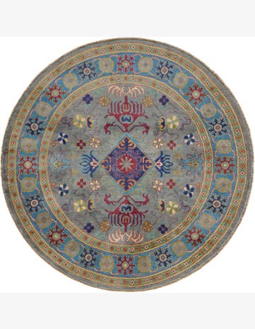 5' 9 x 5' 9 Hand Knotted Kazak Round Rug