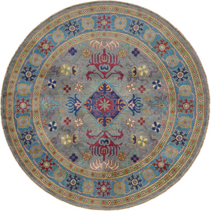 5' 9 x 5' 9 Hand Knotted Kazak Round Rug