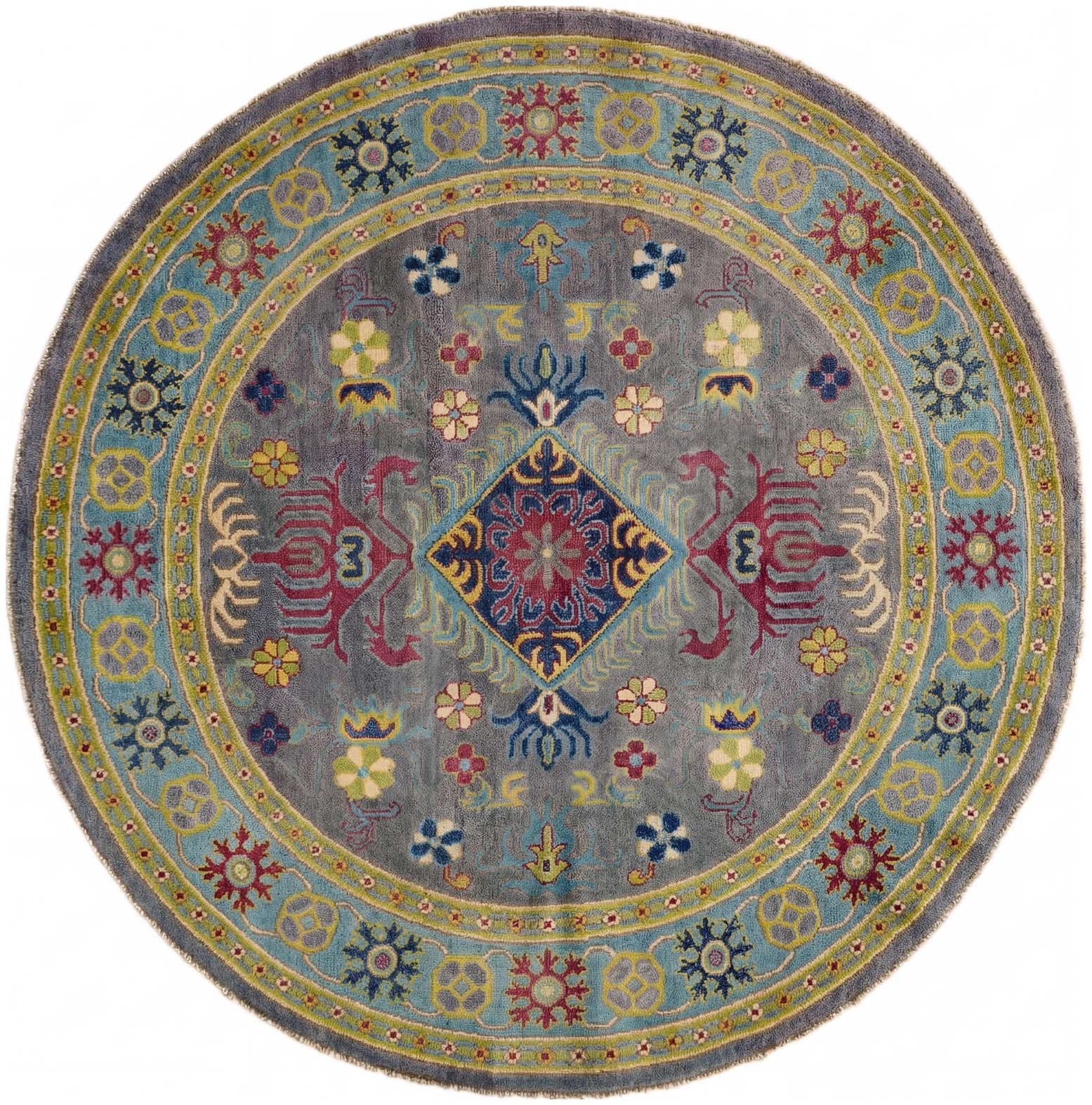 5' 9 x 5' 9 Hand Knotted Kazak Round Rug