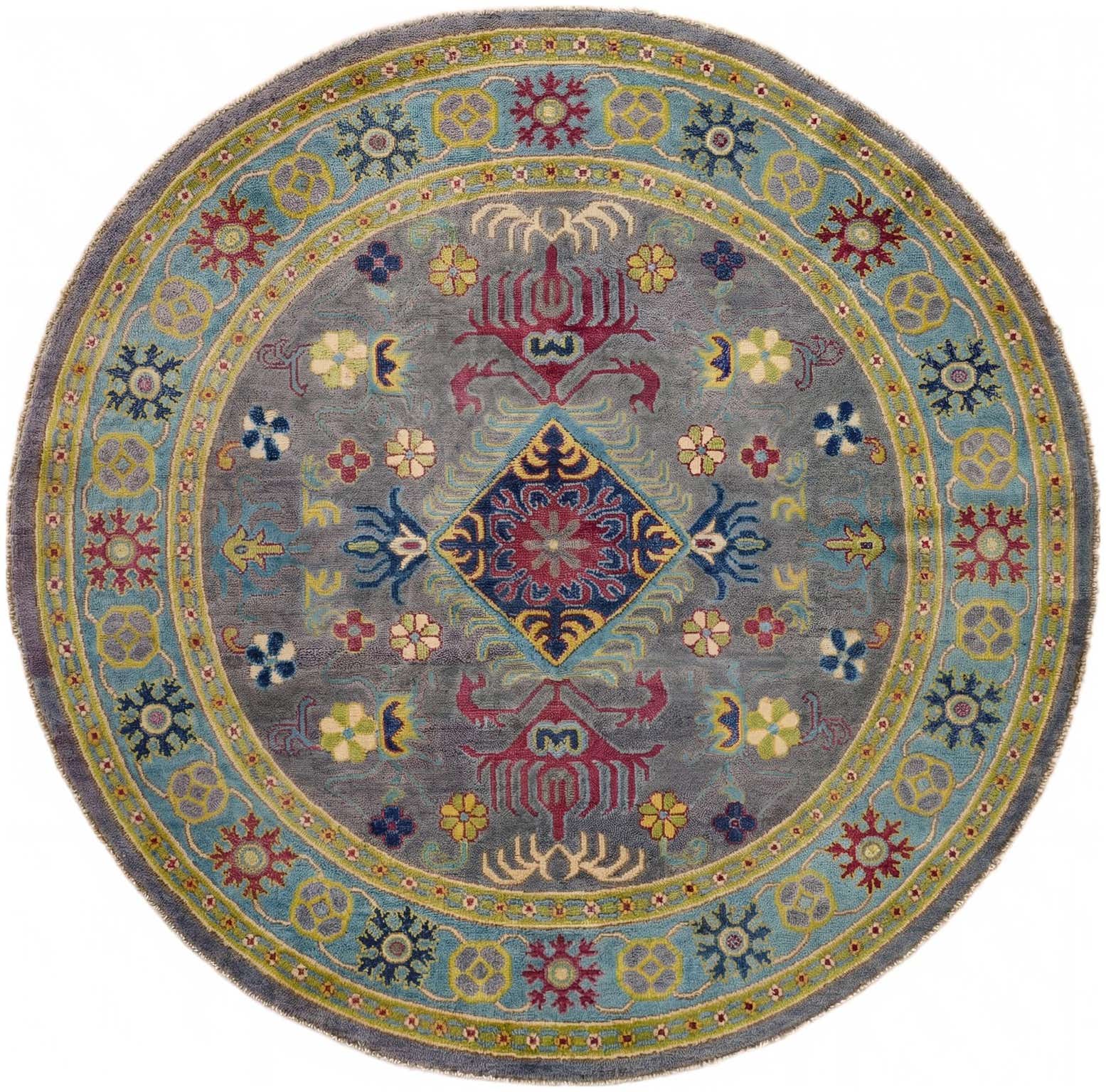 5' 9 x 5' 9 Hand Knotted Kazak Round Rug