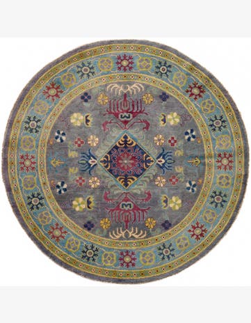5' 9 x 5' 9 Hand Knotted Kazak Round Rug