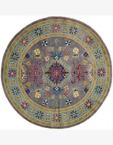 5' 9 x 5' 9 Hand Knotted Kazak Round Rug