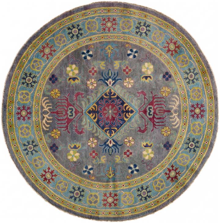 5' 9 x 5' 9 Hand Knotted Kazak Round Rug