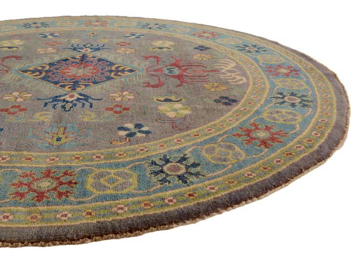 5' 9 x 5' 10 Hand Knotted Kazak Round Rug