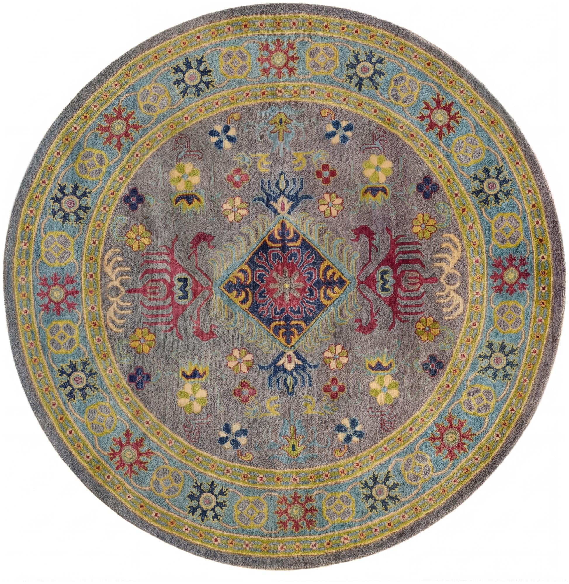 5' 9 x 5' 10 Hand Knotted Kazak Round Rug