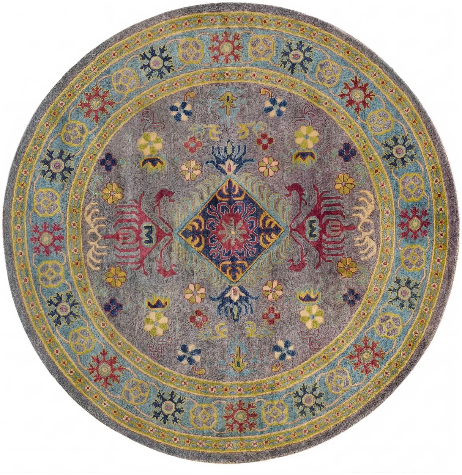 5' 9 x 5' 10 Hand Knotted Kazak Round Rug