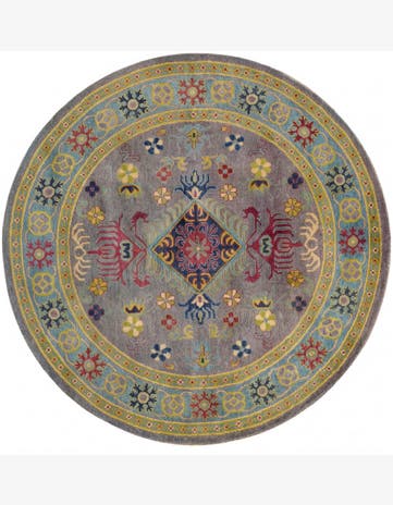 5' 9 x 5' 10 Hand Knotted Kazak Round Rug