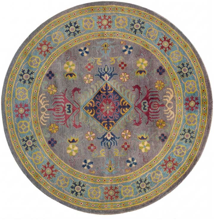 5' 9 x 5' 10 Hand Knotted Kazak Round Rug
