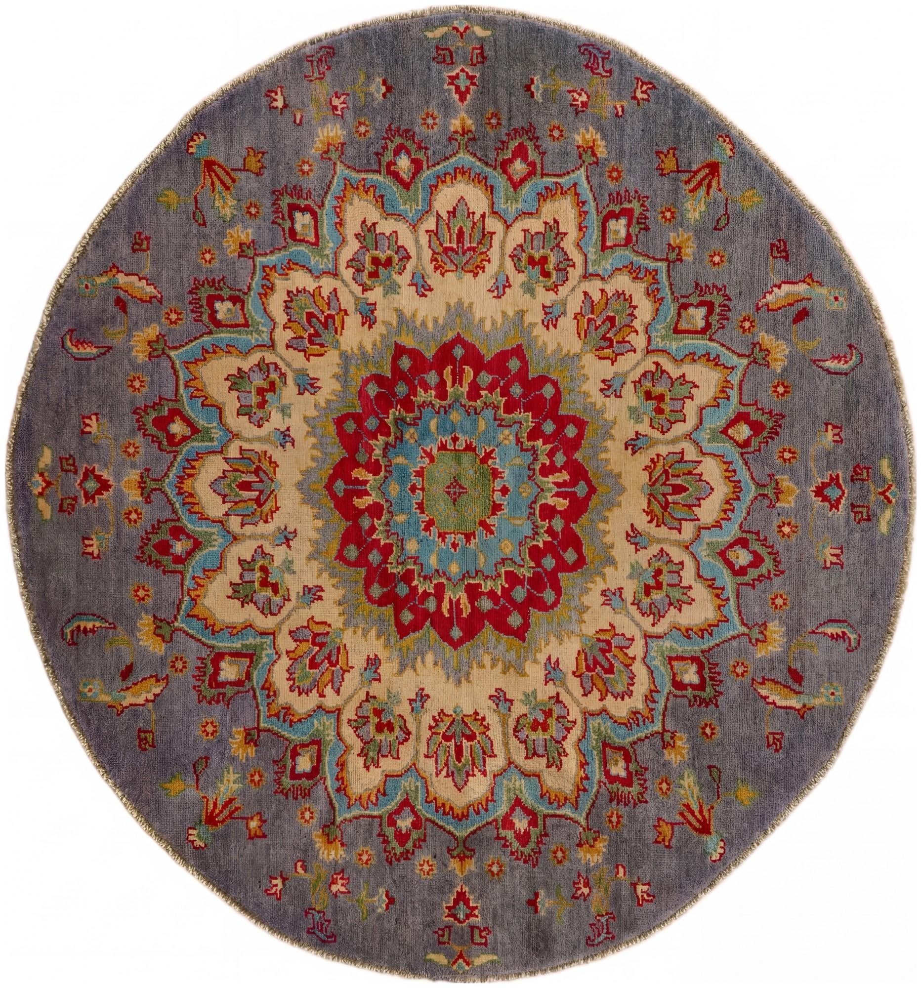 4' 7 x 4' 11 Hand Knotted Kazak Round Rug