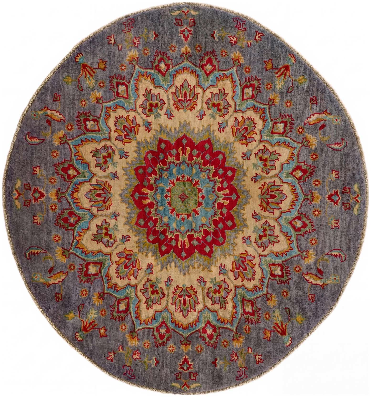 4' 7 x 4' 11 Hand Knotted Kazak Round Rug