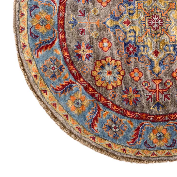 Detail image of 3' 3 x 3' 4 Hand Knotted Kazak Round Rug