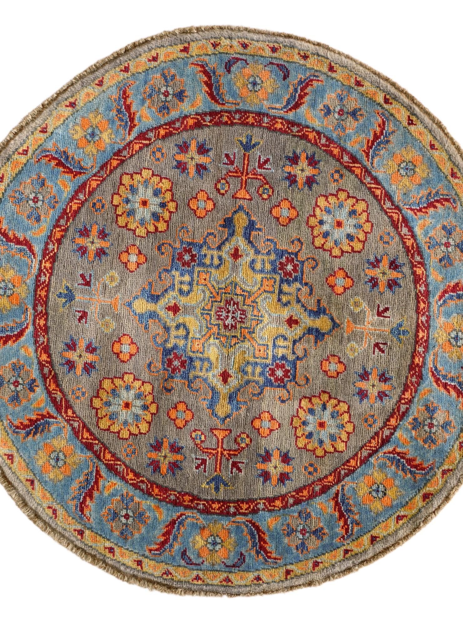 3' 3 x 3' 4 Hand Knotted Kazak Round Rug