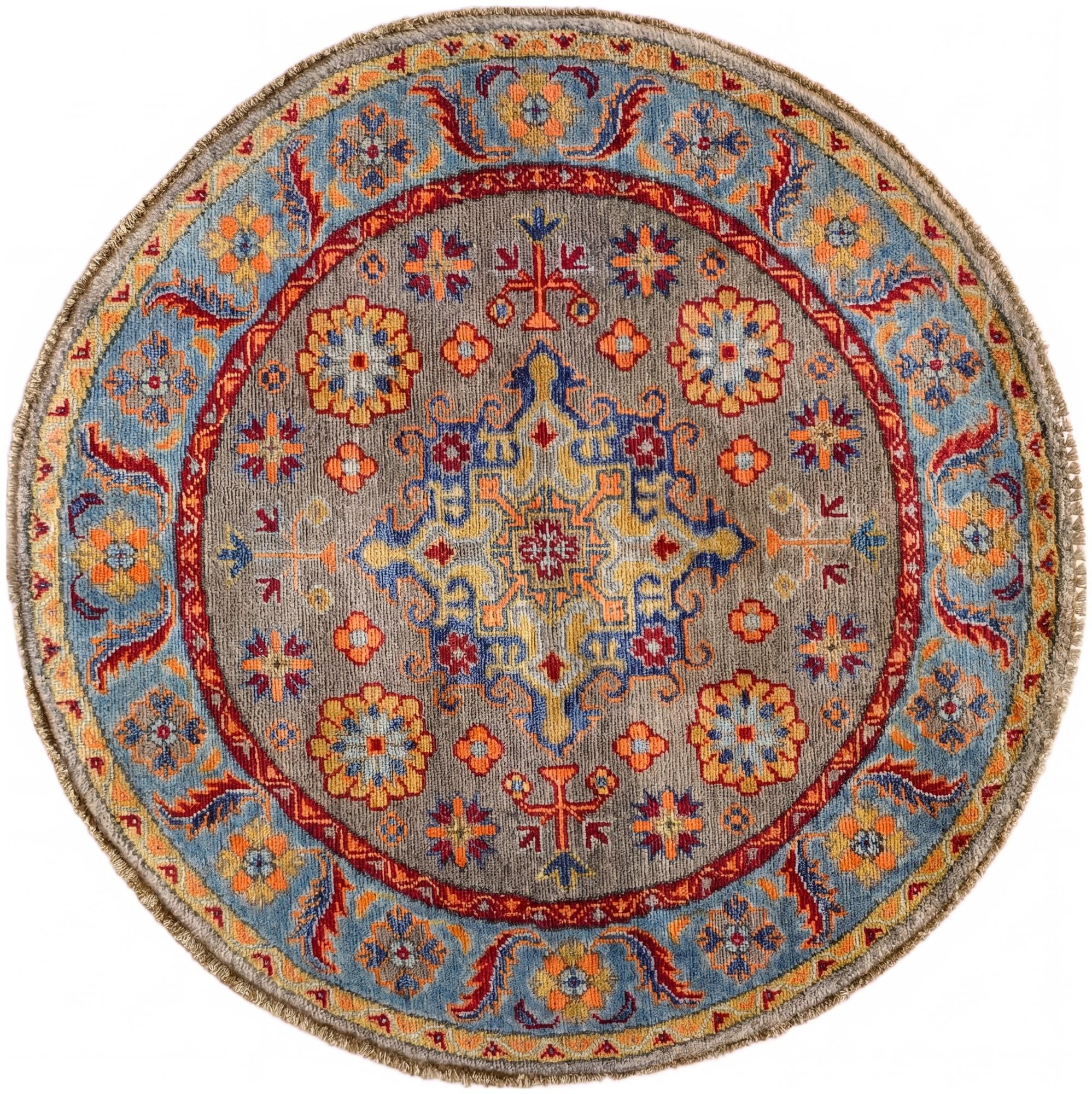 3' 3 x 3' 4 Hand Knotted Kazak Round Rug