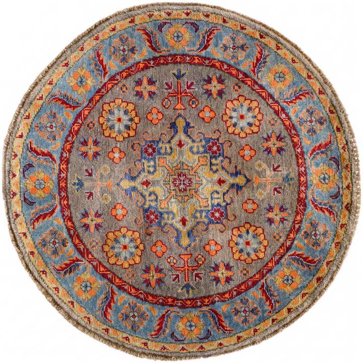 3' 3 x 3' 4 Hand Knotted Kazak Round Rug