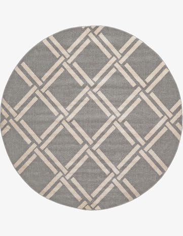 Gray Lattice Round Rug
