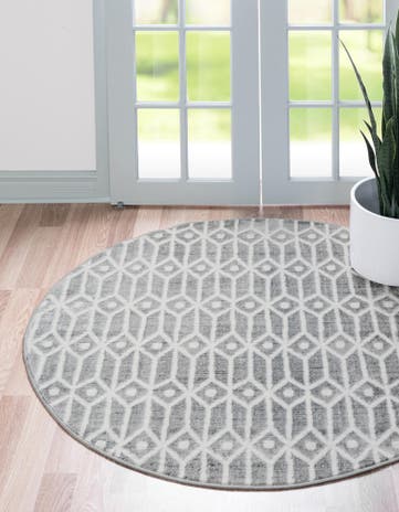 7' x 7' Lattice Trellis Round Rug