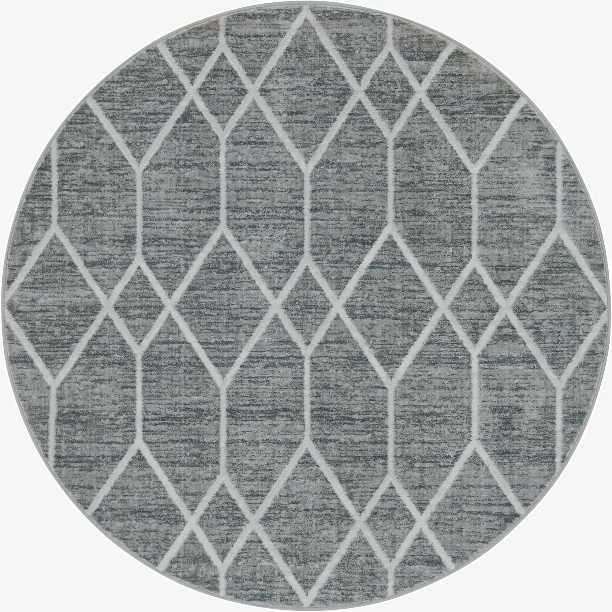 5' x 5' Lattice Trellis Round Rug