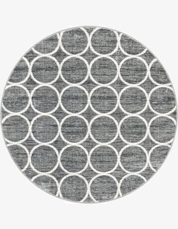 Gray Lattice Trellis Round Rug