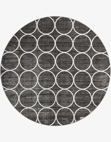 Gray Lattice Trellis Round Rug