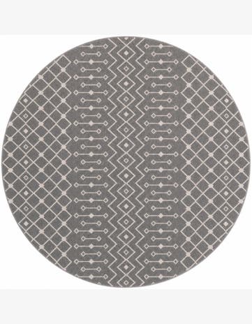 Gray Moroccan Trellis Round Rug