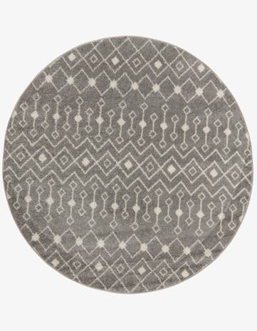 Gray Moroccan Trellis Round Rug
