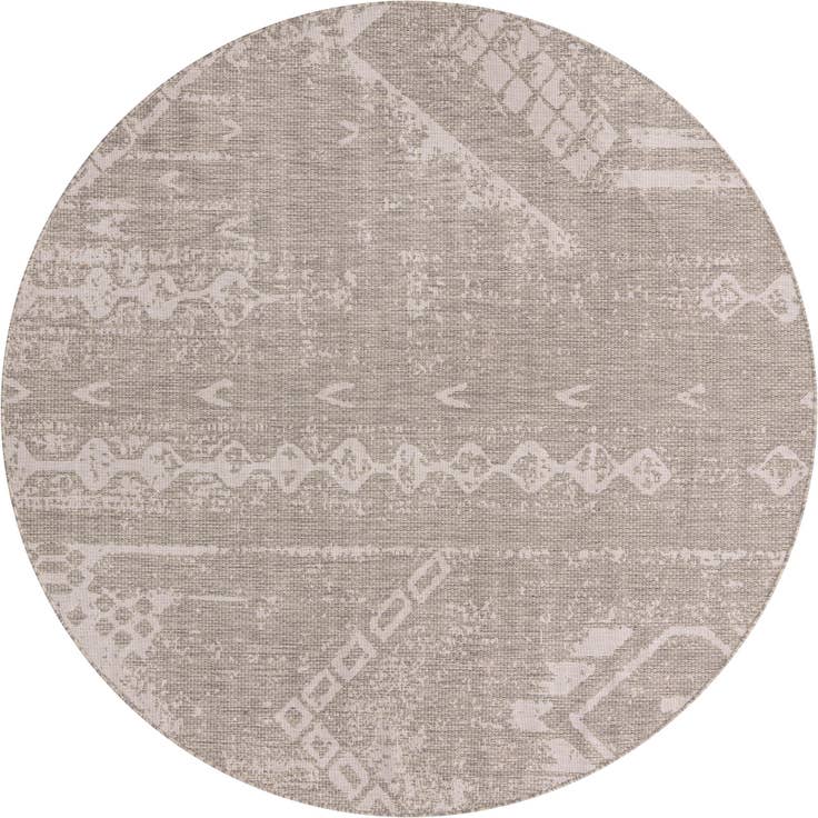 Detail image of 7' 10 x 7' 10 Easy-Clean Bohemian Indoor / Outdoor Round Rug