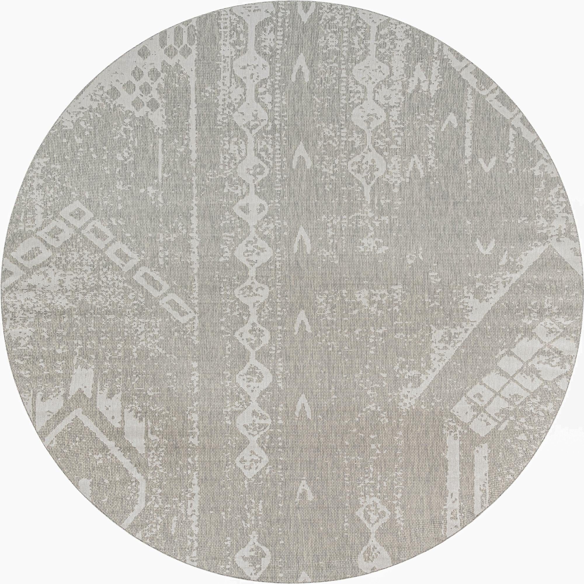 10' 8 x 10' 8  Washable Bohemian Indoor / Outdoor Round Rug