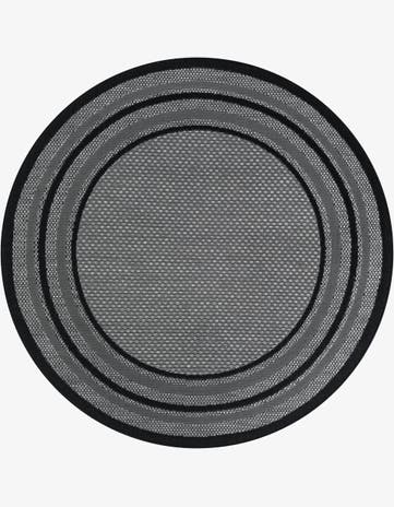Gray Easy-Clean Border Indoor / Outdoor Round Rug