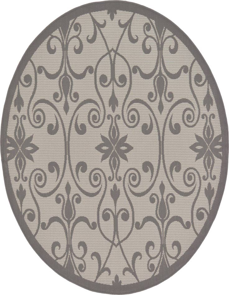 Detail image of 6' x 6' Easy-Clean Botanical Indoor / Outdoor Round Rug