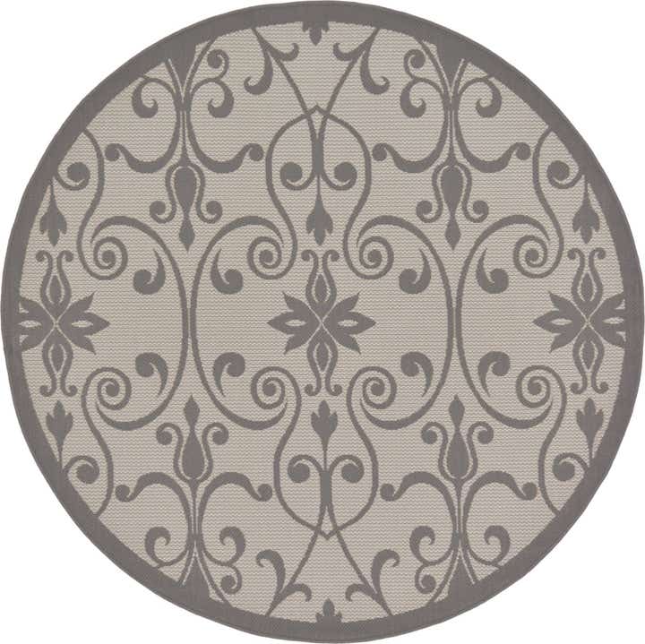 6' x 6' Easy-Clean Botanical Indoor / Outdoor Round Rug