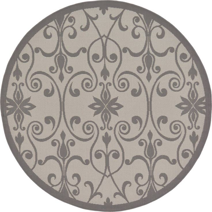 Detail image of 6' x 6' Easy-Clean Botanical Indoor / Outdoor Round Rug