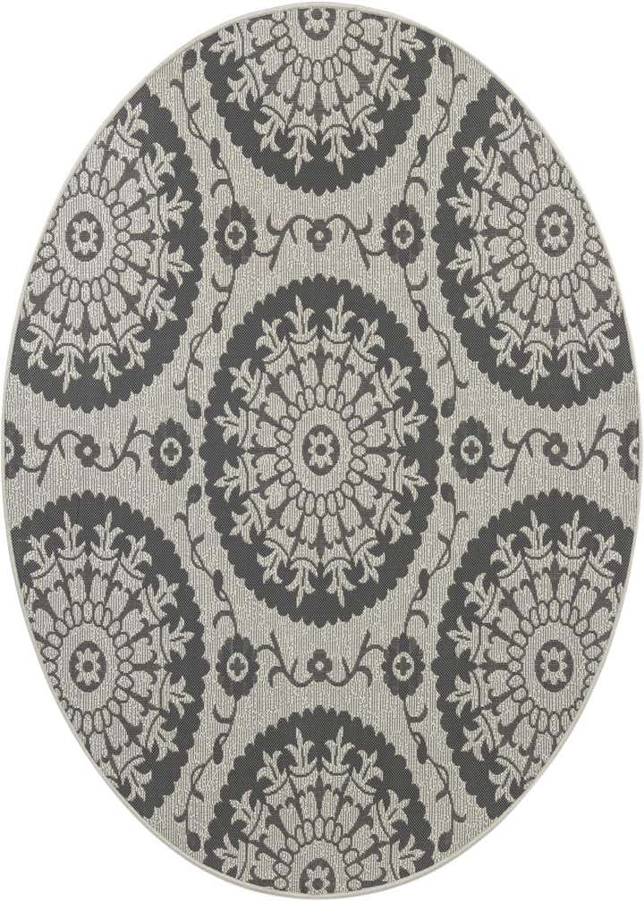 6' x 6' Easy-Clean Botanical Indoor / Outdoor Round Rug