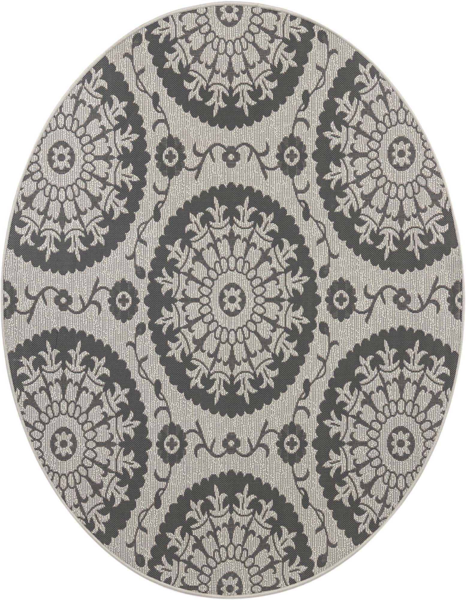 6' x 6' Easy-Clean Botanical Indoor / Outdoor Round Rug