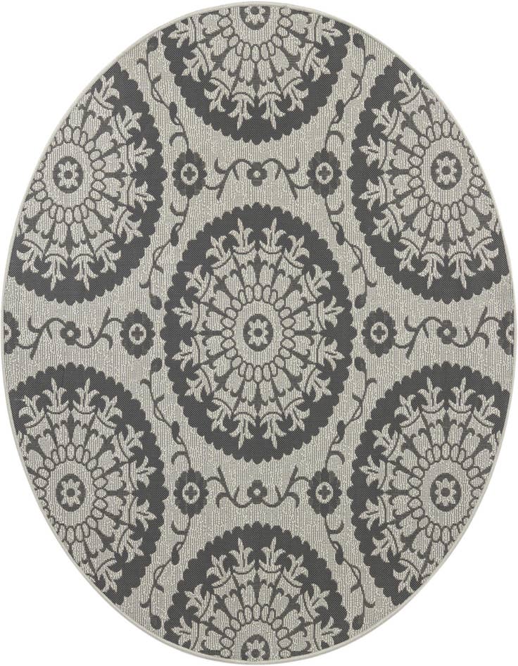 Detail image of 6' x 6' Easy-Clean Botanical Indoor / Outdoor Round Rug