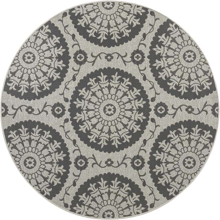 6' x 6' Easy-Clean Botanical Indoor / Outdoor Round Rug