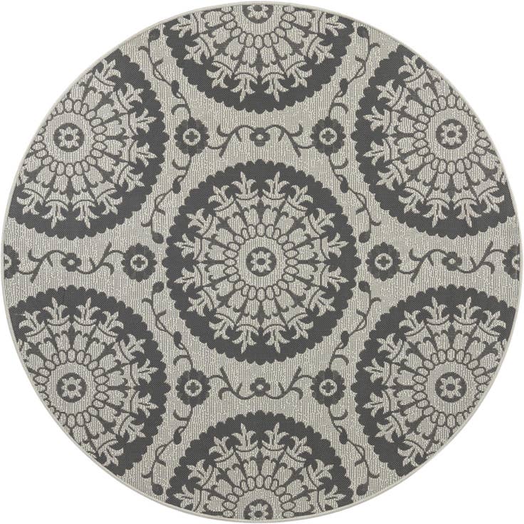 Detail image of 6' x 6' Easy-Clean Botanical Indoor / Outdoor Round Rug