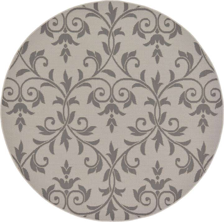 6' x 6' Easy-Clean Botanical Indoor / Outdoor Round Rug