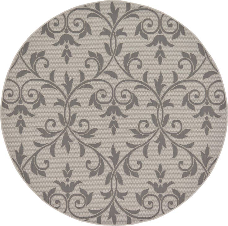 Detail image of 6' x 6' Easy-Clean Botanical Indoor / Outdoor Round Rug