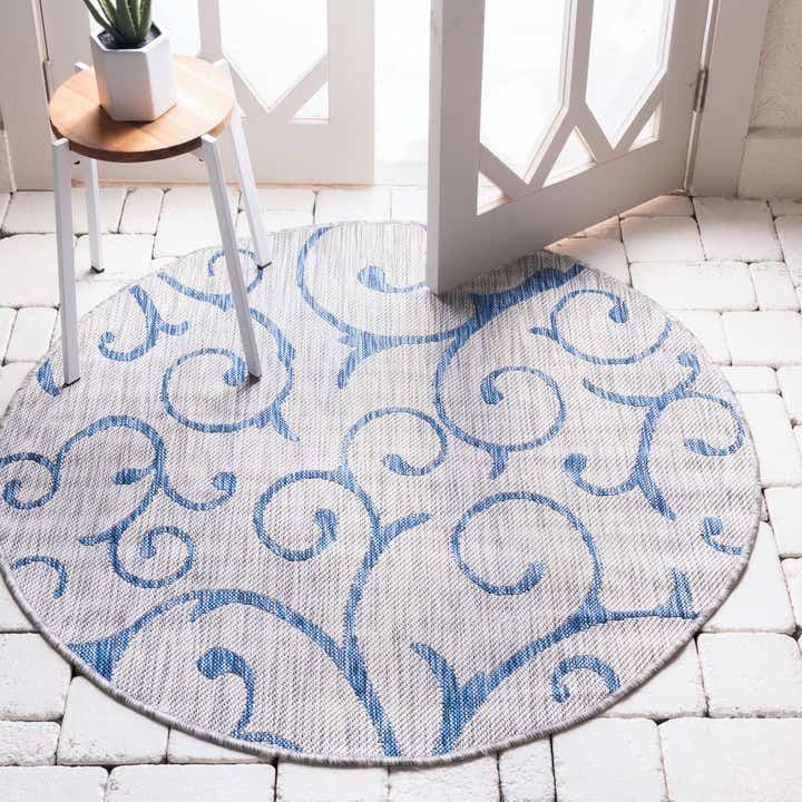 10' 8 x 10' 8 Easy-Clean Botanical Indoor / Outdoor Round Rug