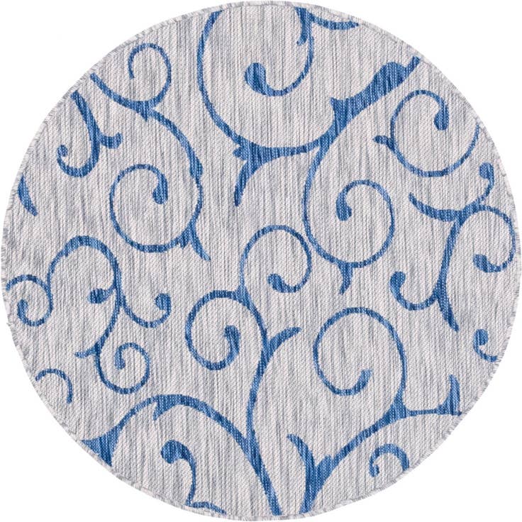 Detail image of 4' x 4' Easy-Clean Botanical Indoor / Outdoor Round Rug
