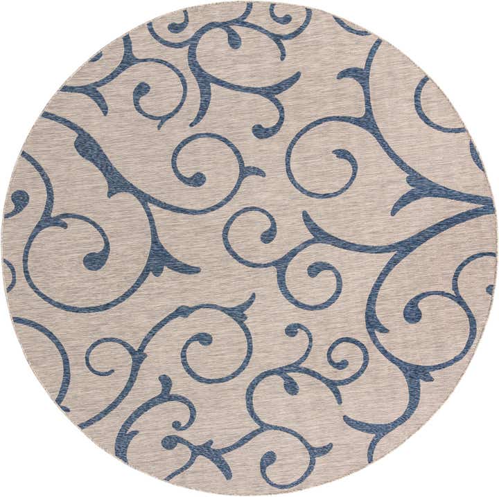 10' 8 x 10' 8 Easy-Clean Botanical Indoor / Outdoor Round Rug