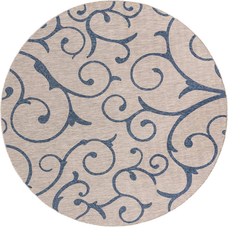Detail image of 10' 8 x 10' 8 Easy-Clean Botanical Indoor / Outdoor Round Rug