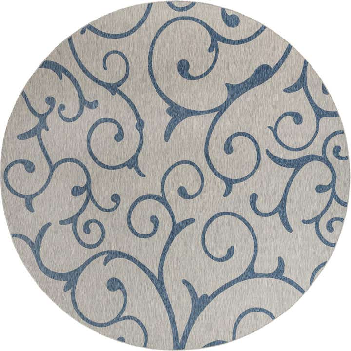 13' x 13' Easy-Clean Botanical Indoor / Outdoor Round Rug