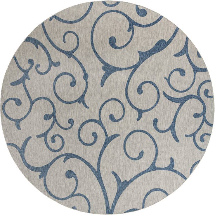 Detail image of 13' x 13' Easy-Clean Botanical Indoor / Outdoor Round Rug