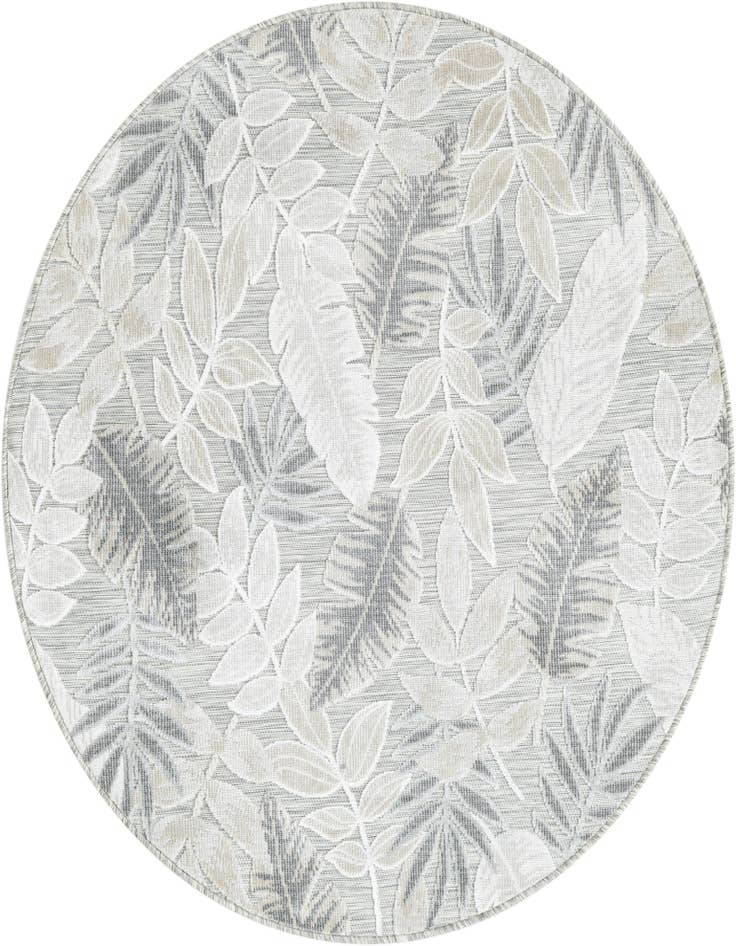 Detail image of 4' 5 x 4' 5 Easy-Clean Botanical Indoor / Outdoor Round Rug