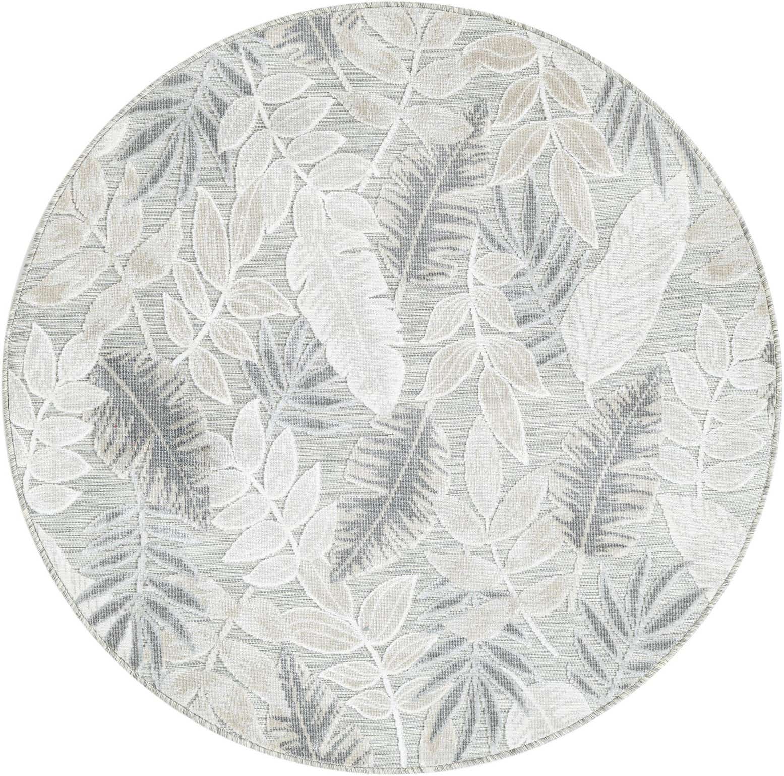 4' 5 x 4' 5 Easy-Clean Botanical Indoor / Outdoor Round Rug