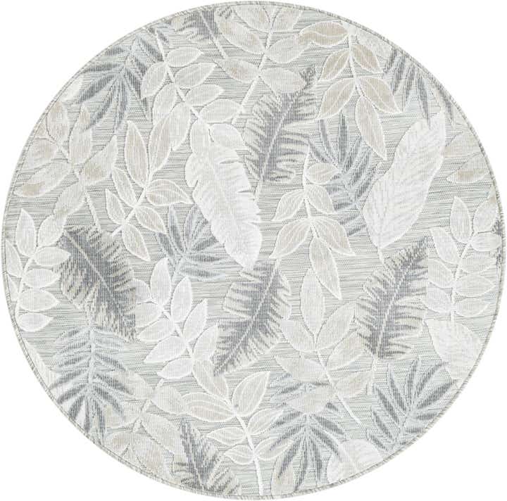 4' 5 x 4' 5 Easy-Clean Botanical Indoor / Outdoor Round Rug
