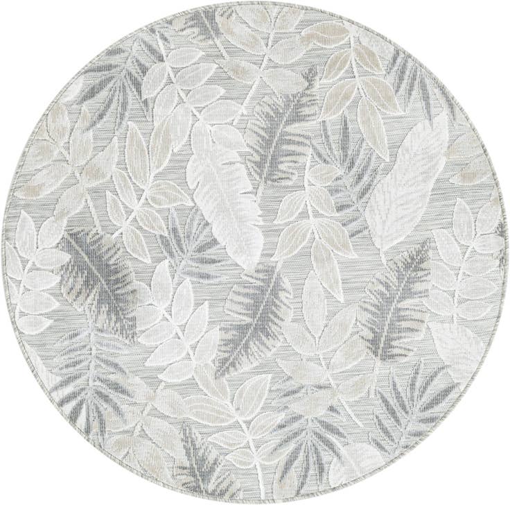 Detail image of 4' 5 x 4' 5 Easy-Clean Botanical Indoor / Outdoor Round Rug