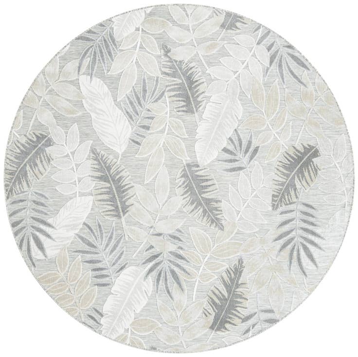 Detail image of 8' 2 x 8' 2 Easy-Clean Botanical Indoor / Outdoor Round Rug