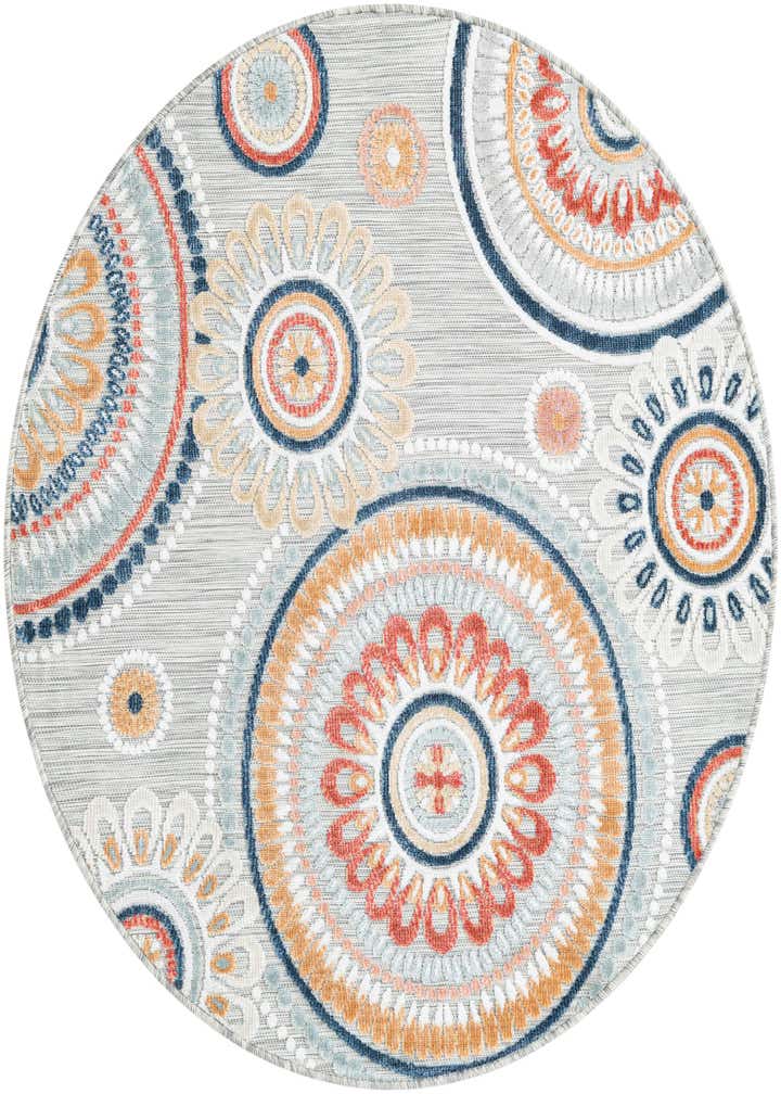 4' 5 x 4' 5 Easy-Clean Botanical Indoor / Outdoor Round Rug